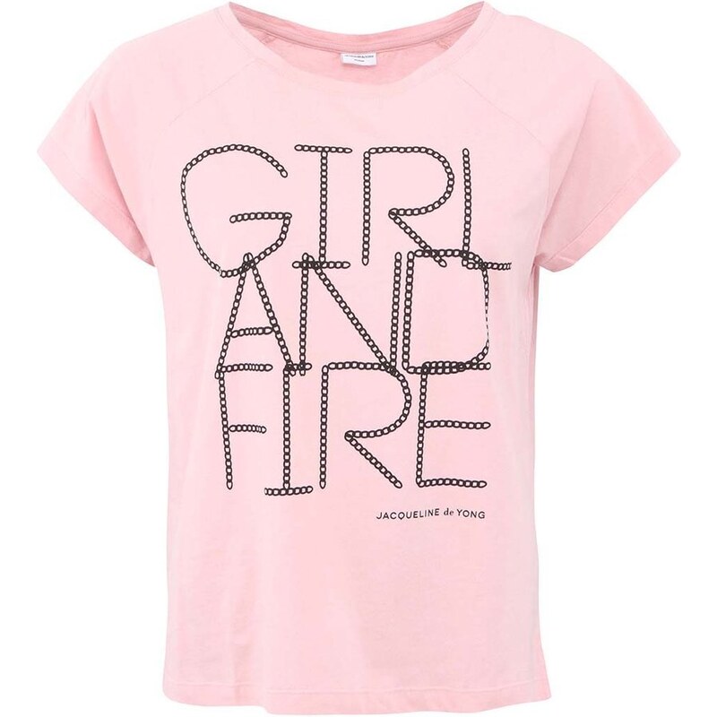 Růžové tričko s nápisem JACQUELINE de YONG Manhattan