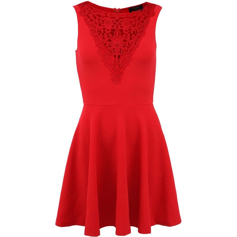 Červené šaty s krajkou a širokou sukní AX Paris