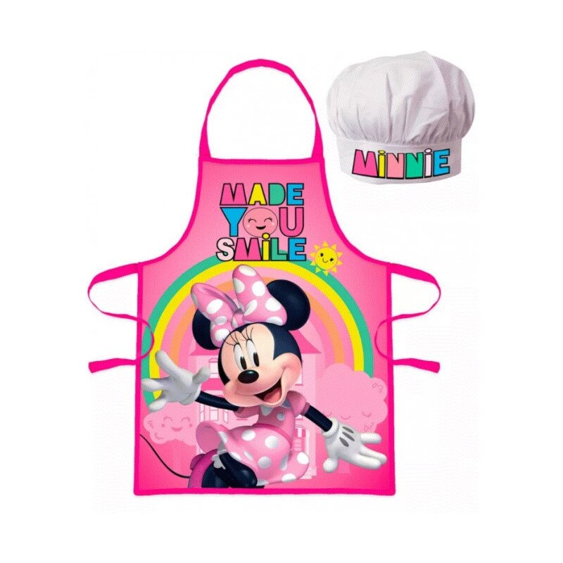 Javoli Dětská / dívčí zástěra a kuchařská čepice Minnie Mouse / Disney  duha