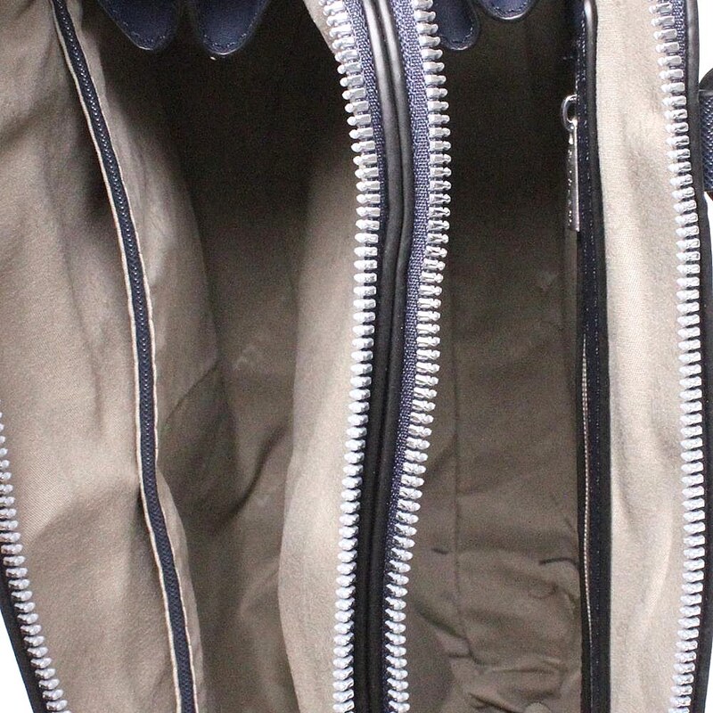 Pevná dvousekční tmavěmodrá kabelka do ruky FLORA&CO F6539