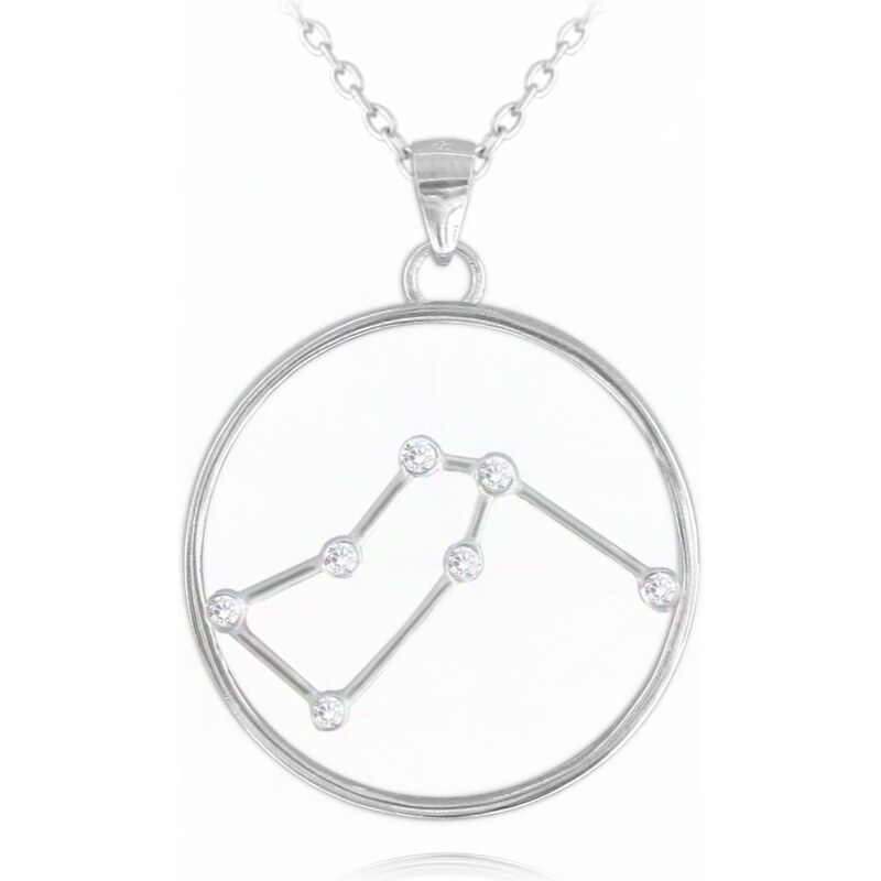 MINET Stříbrný náhrdelník Stars znamení VODNÁŘ Czech Crystal 80143804