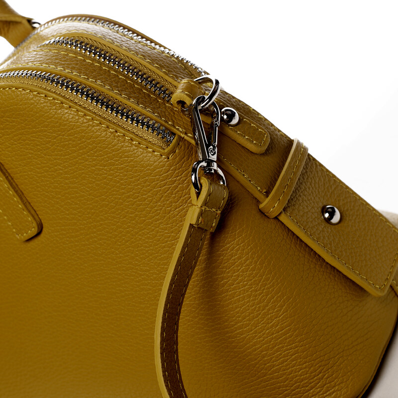 Dámská kožená kabelka žlutá - Delami Vera Pelle Sallva žlutá