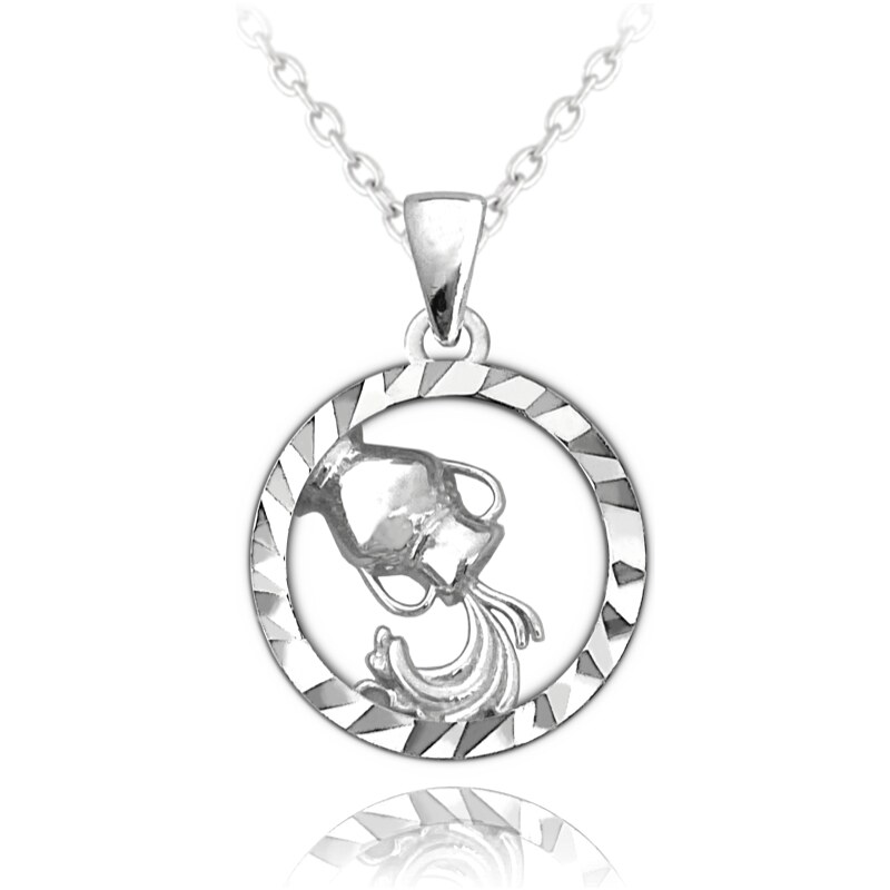 MINET Stříbrný náhrdelník Zodiac znamení VODNÁŘ 80143803