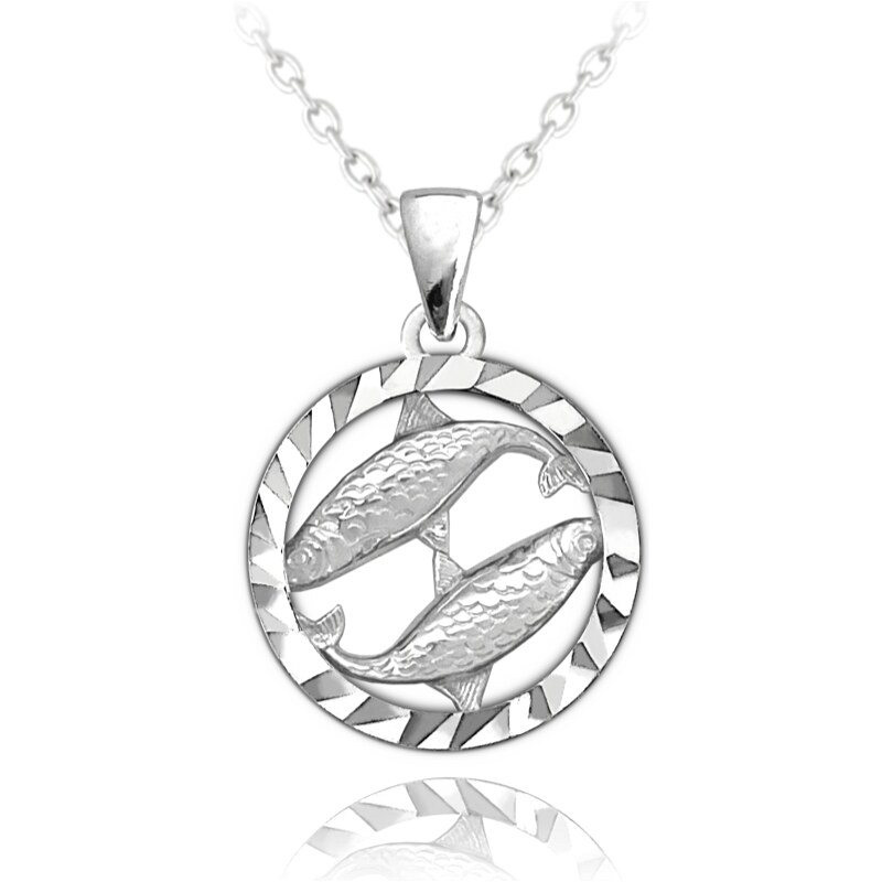 MINET Stříbrný náhrdelník Zodiac znamení RYBY