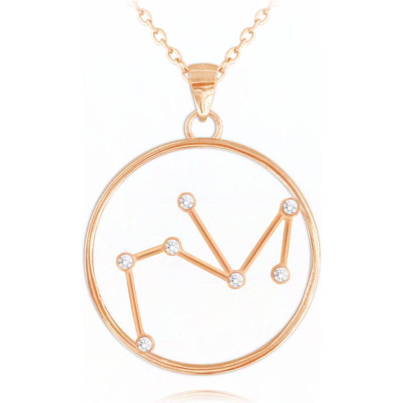 KLENOTY BUDÍN Rose gold náhrdelník MINET Stars STŘELEC Czech Crystal 54589817