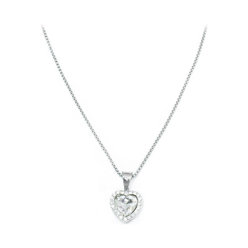 BM Jewellery Náhrdelník Zirkonové Srdce s krystalem z chirurgické oceli S11036130