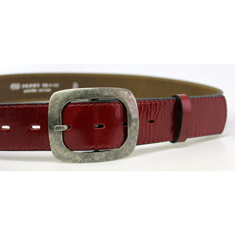 LM moda Dámský kožený pásek červený - 5093 4cm široký