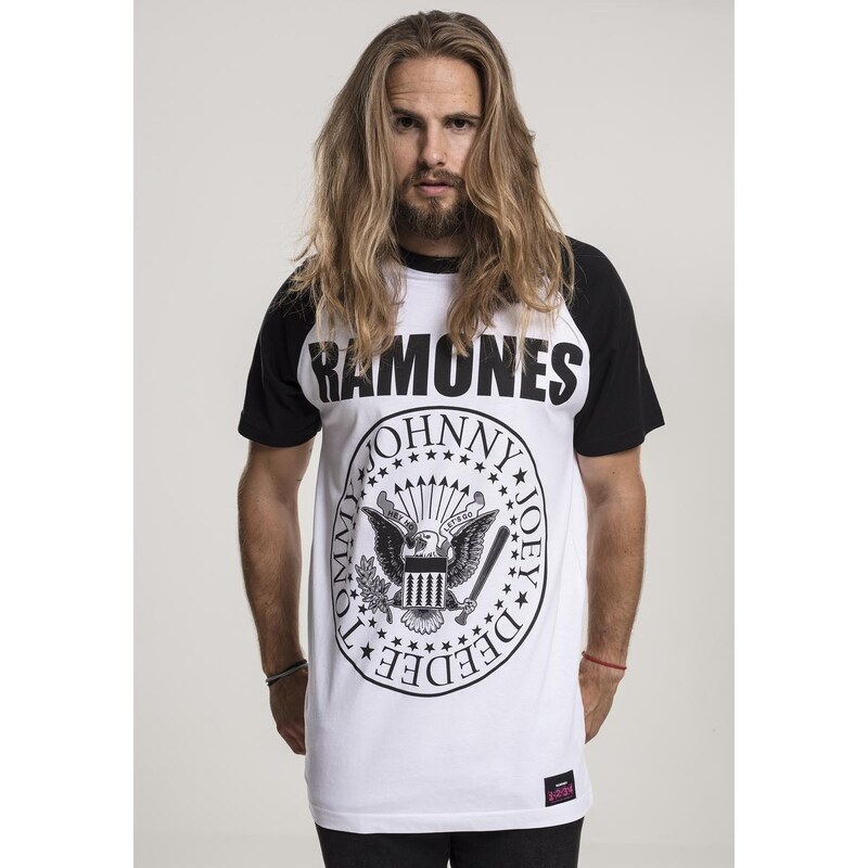 Merchcode Ramones Circle Raglánové tričko wht/blk
