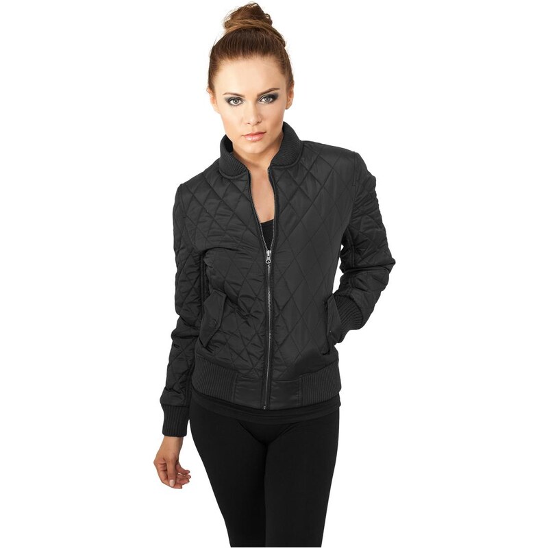 Urban Classics Dámská nylonová bunda Diamond Quilt černá
