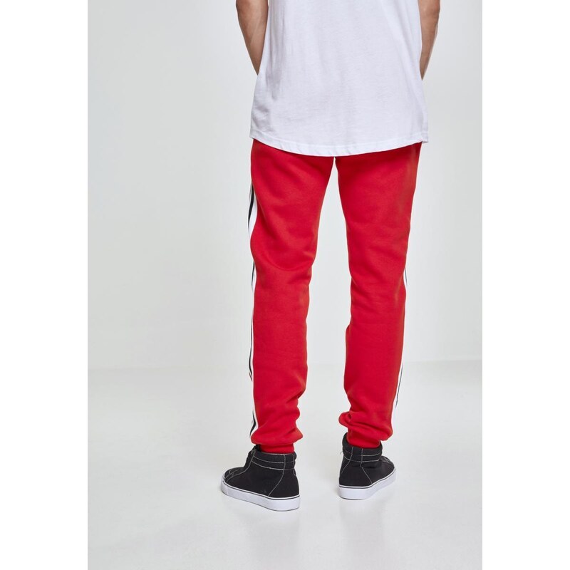 Urban Classics 3-Tone Side Stripe Terry Pants firered/wht/blk