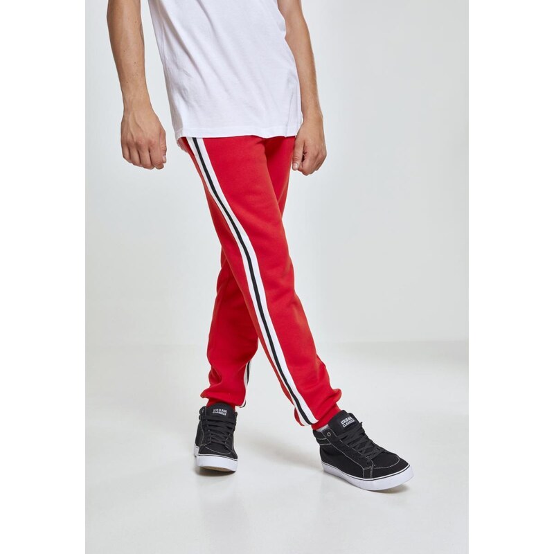 Urban Classics 3-Tone Side Stripe Terry Pants firered/wht/blk