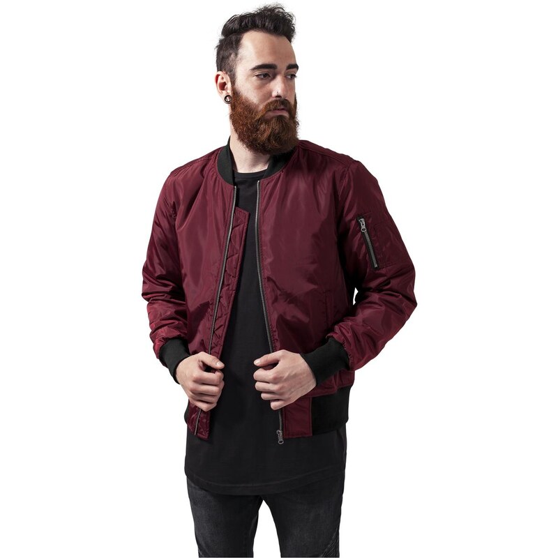 UC Men Bunda 2-Tone Bomber Jacket vínová/černá