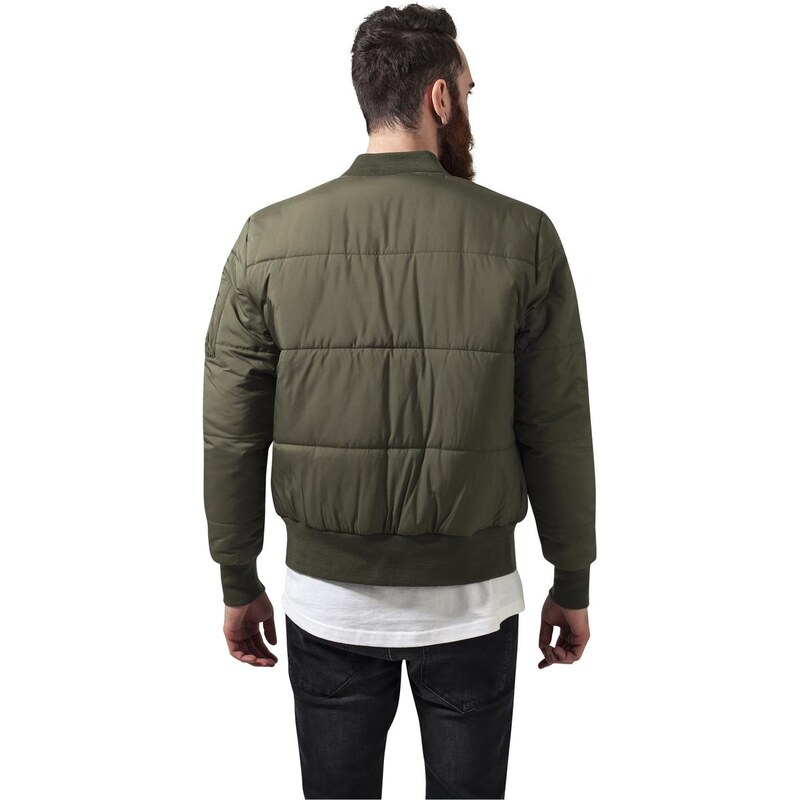 UC Men Basic Quilt Bomber Jacket olivová