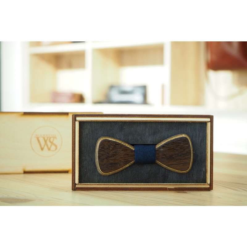 Wood Style Motýlek Mini Modrotisk