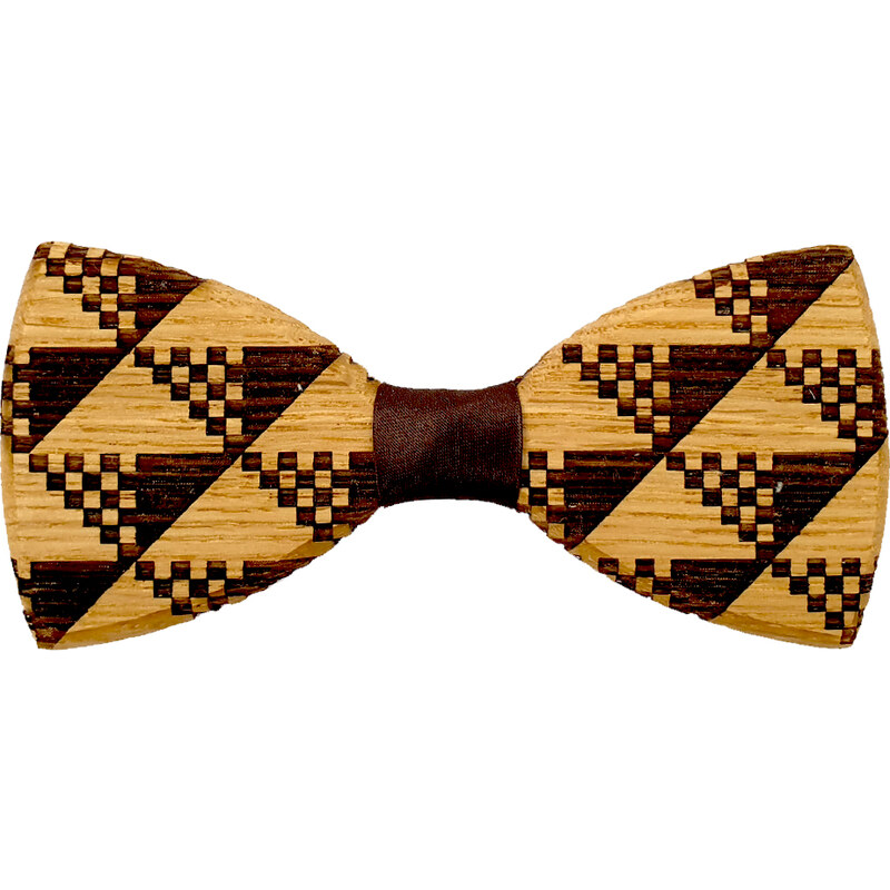 AMADEA Dřevěný motýlek k obleku - trojúhelníky 11 cm