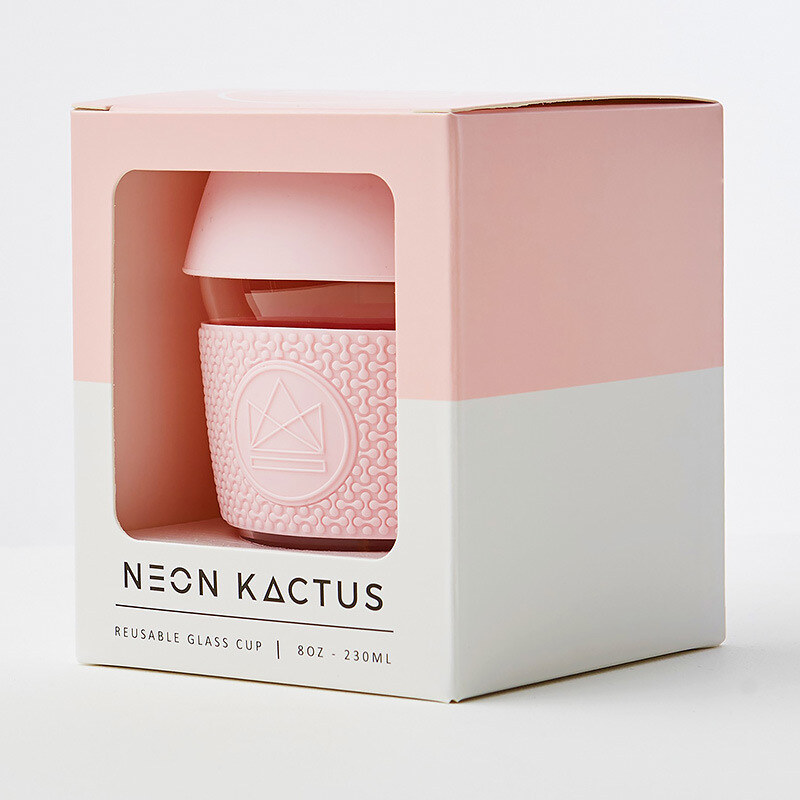 Neon Kactus, Skleněný hrnek na kávu, S, 230 ml | růžový