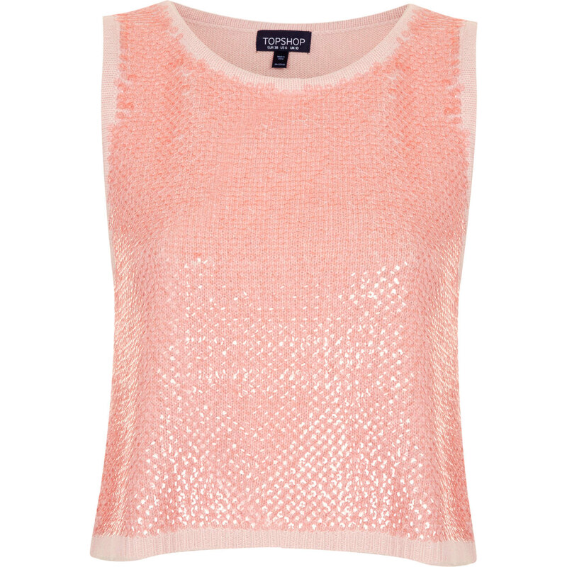 Topshop Knitted Sequin Front Vest Top
