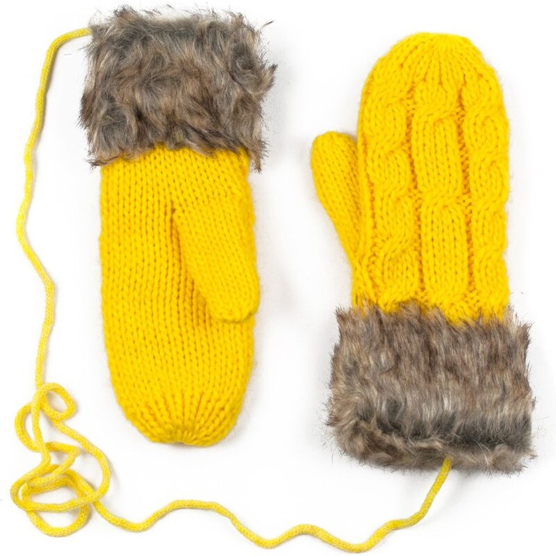 Art of Polo Žluté rukavice s kožíškem