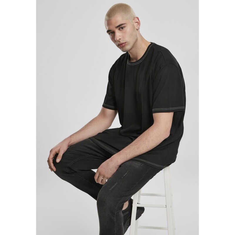 UC Men Heavy Oversized Contrast Stitch Tee černá/elektrická limetka