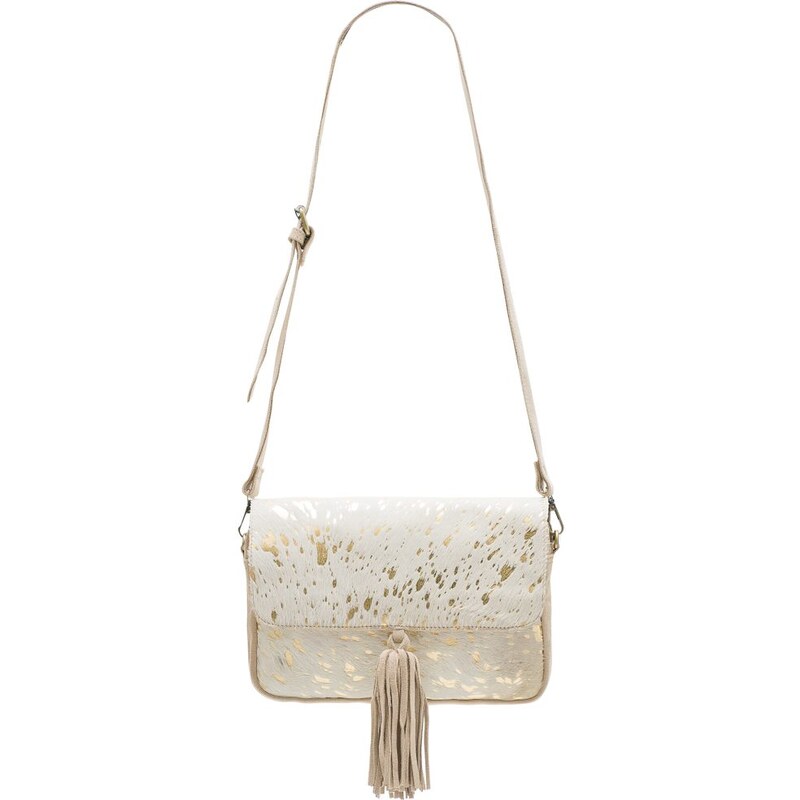 Due Linee Dámská kožená crossbody kabelka se srstí a zdobením - béžová 53942140