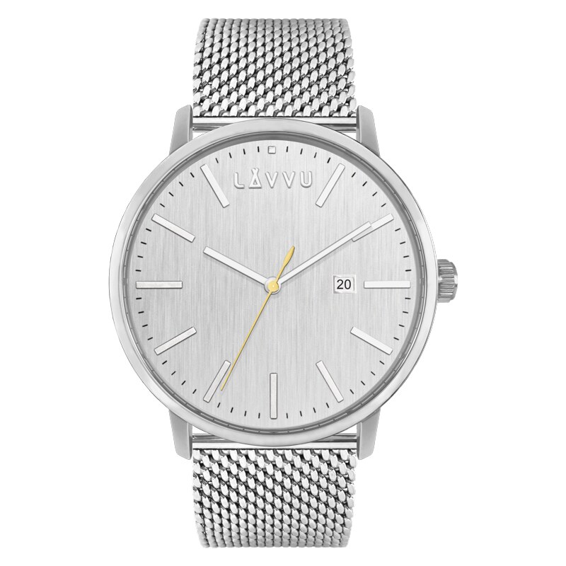 Stříbrné pánské hodinky LAVVU COPENHAGEN MESH LWM0177