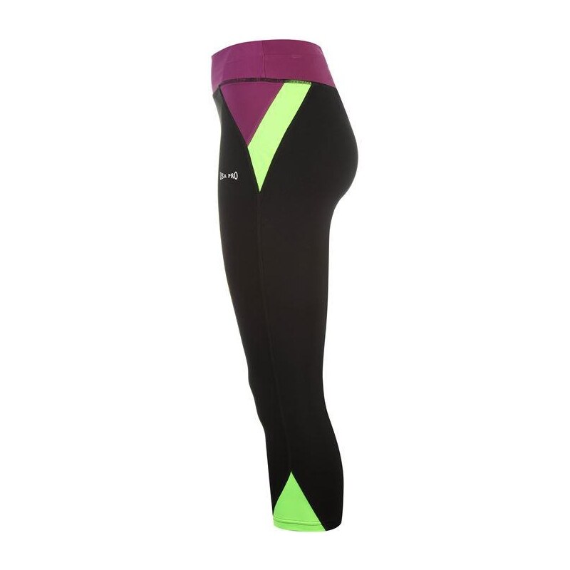 USA Pro three quarter leggings Black/Purp/Grn