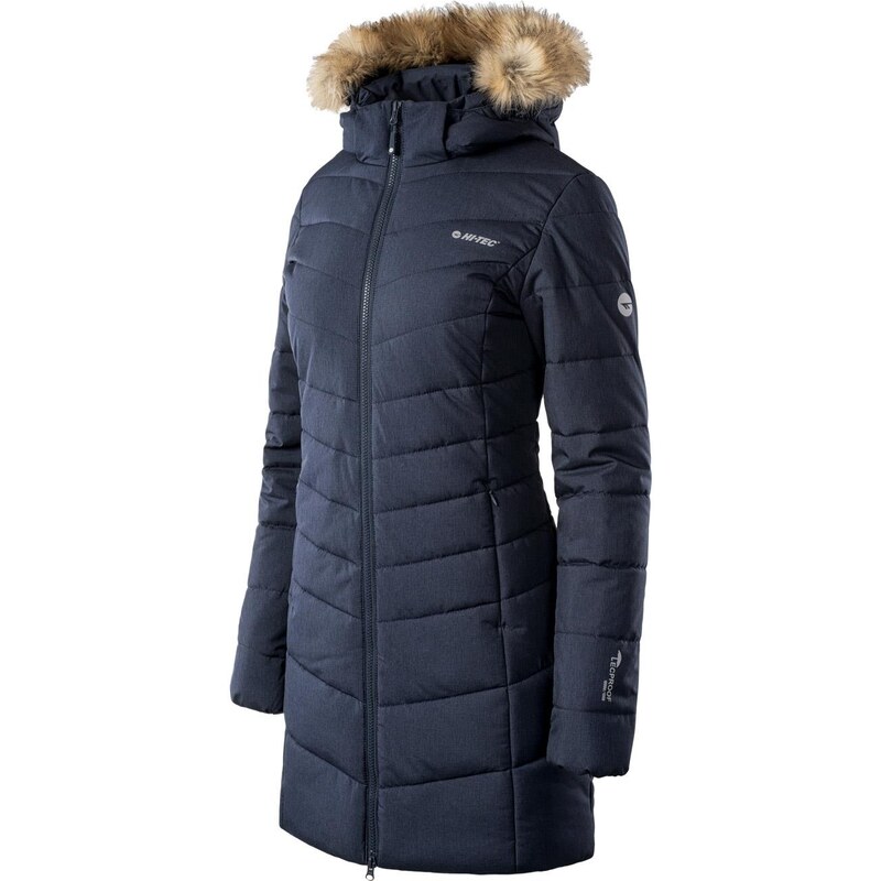 HI-TEC Lady Gala - dámský zimní kabát s kapucí a kožíškem (modrý)