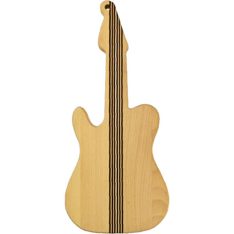 AMADEA Dřevěné prkénko ve tvaru kytary, masivní dřevo, 45x20x2 cm