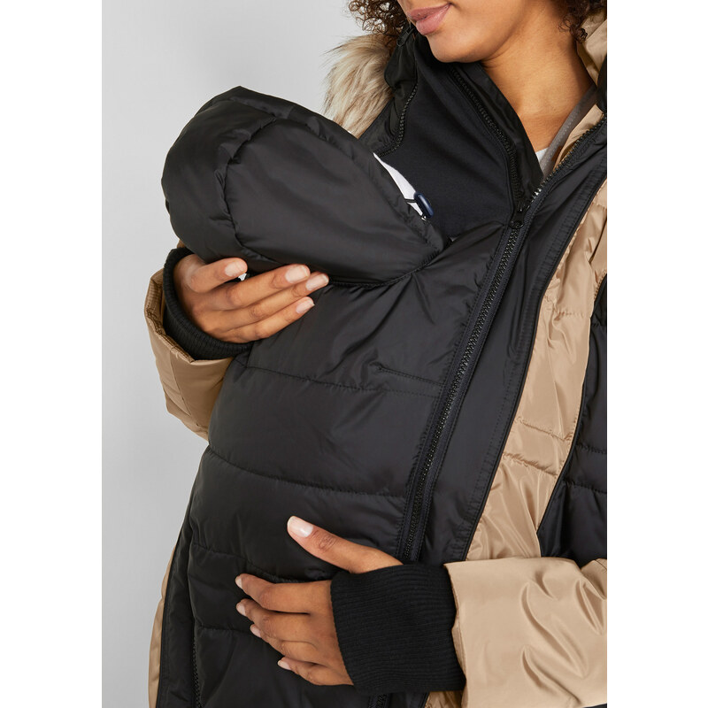 bonprix Těhotenská a nosící bunda, prošívaná Béžová