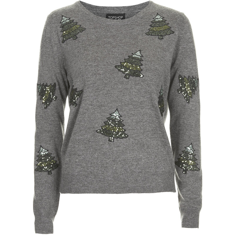 Topshop Sequin Christmas Tree Sweater