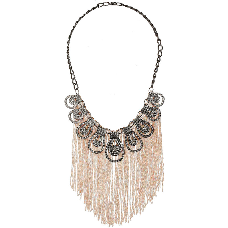 Topshop Rhinestone and Tassel Necklace