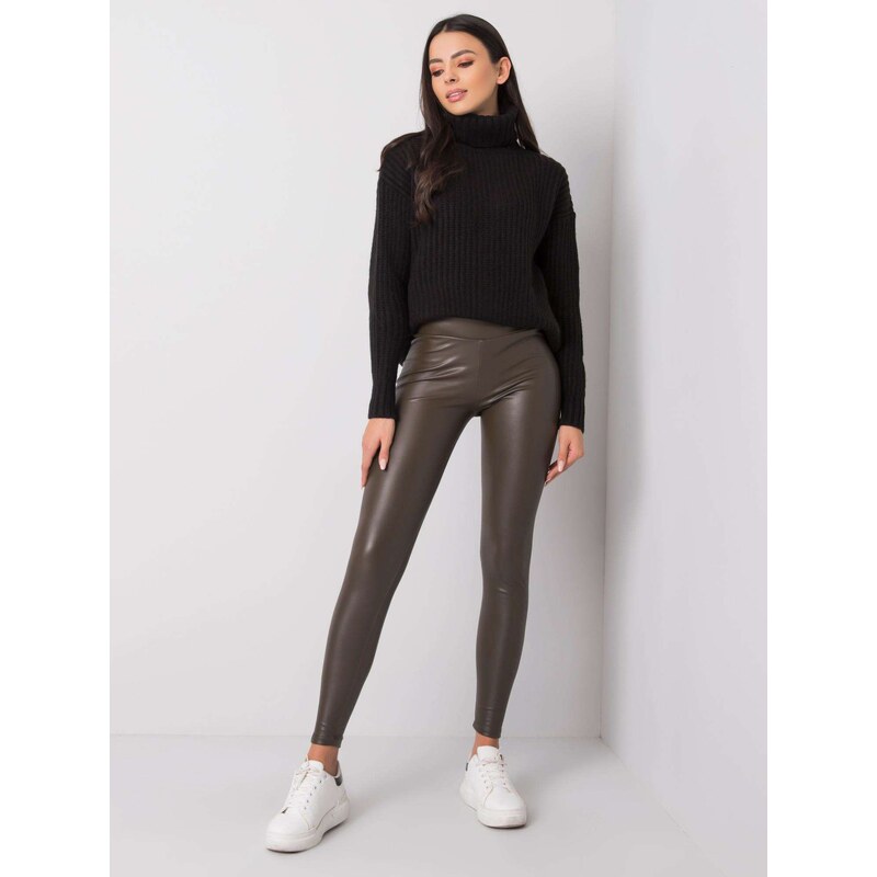 RUE PARIS Leggings-RV-LG-6007.11-dark khaki