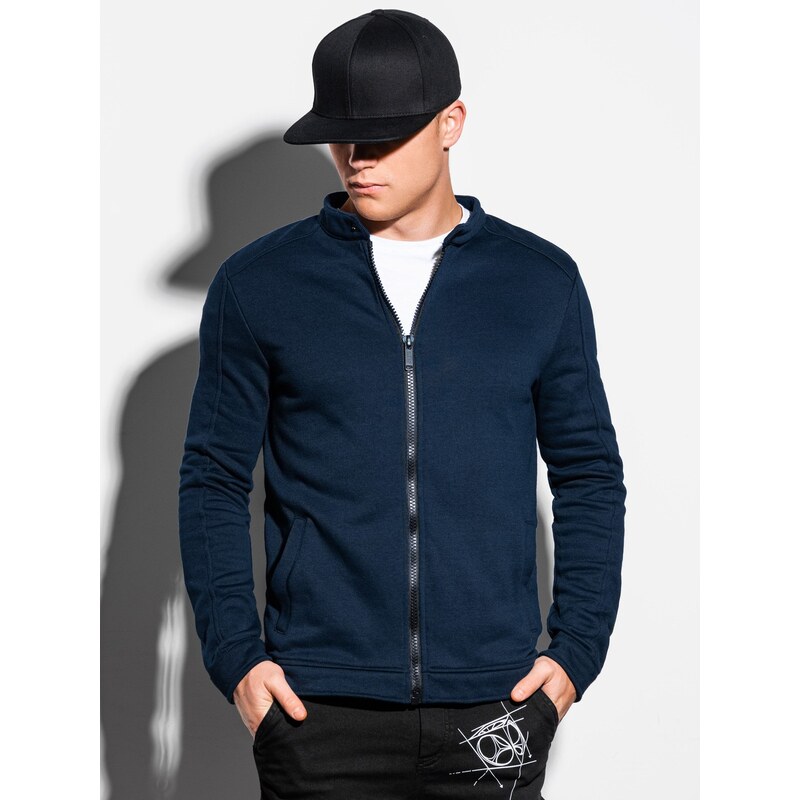 Ombre Clothing Pánská mikina na zip Matteo navy B1071 (OM-SSZP-22FW-005)