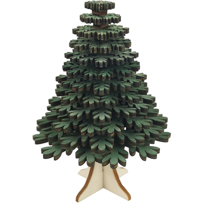 AMADEA Dřevěný 3D stromek zelený 10 cm