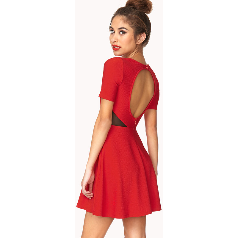 FOREVER21 Clear Cut Textured Skater Dress