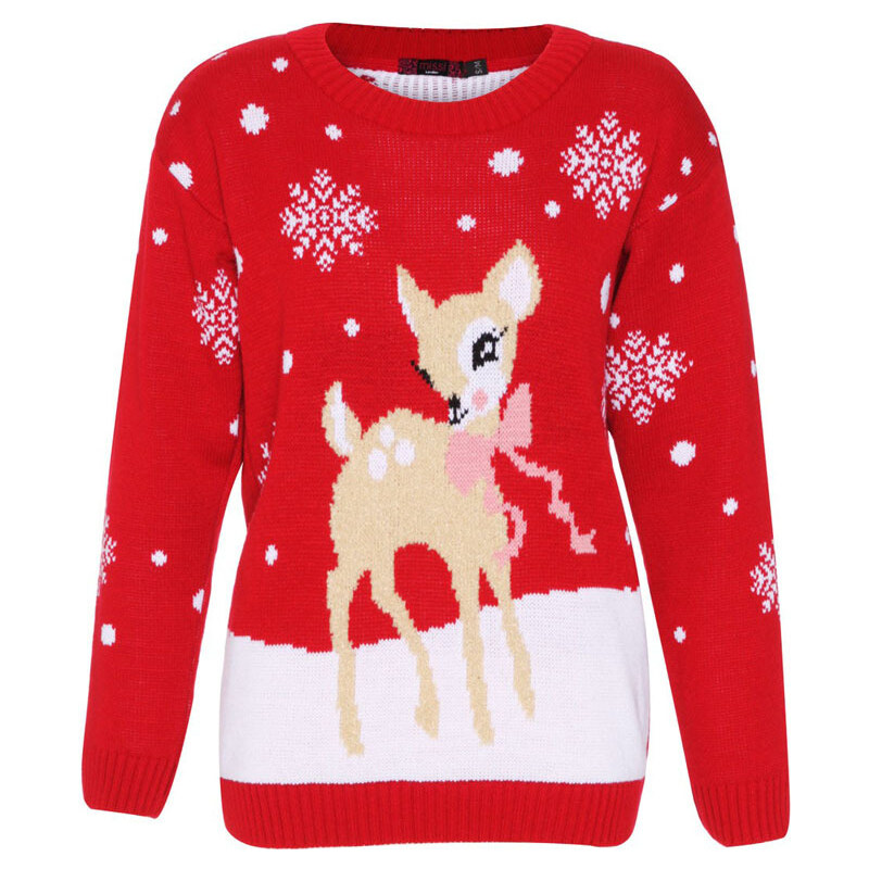 Červený svetr Deer Christmas S/M