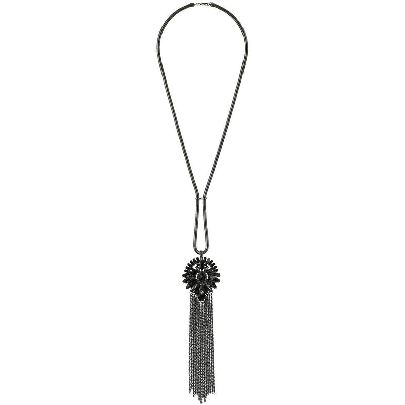 Topshop Stone And Tassel Necklace