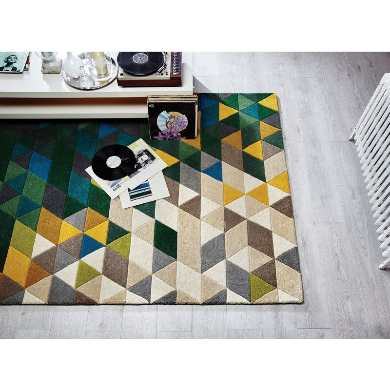 Flair Rugs koberce Ručně všívaný kusový koberec Illusion Prism Green/Multi - 80x150 cm