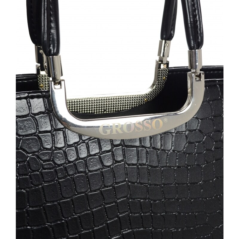 Luxusní kabelka černá S7 krokodýl GROSSO