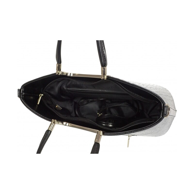 Barebag Luxusní kabelka černá S7 krokodýl GROSSO
