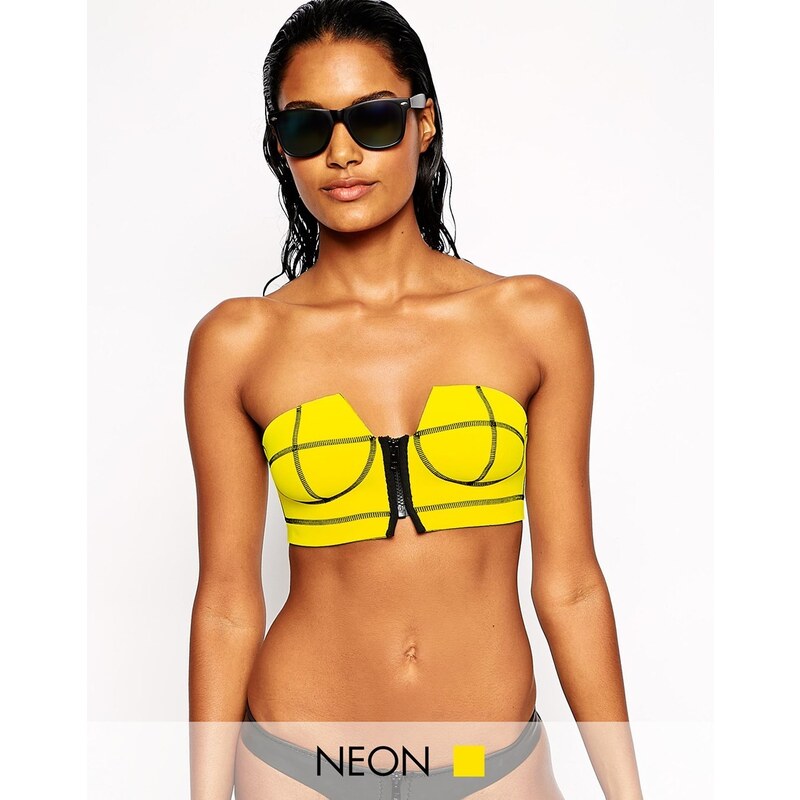 N.L.P Indus Baru Zip Through Bikini Top - Yellow