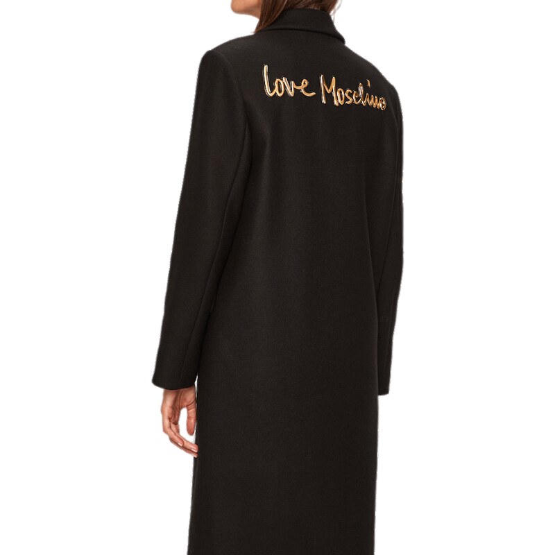Černý vlněný kabát - LOVE MOSCHINO