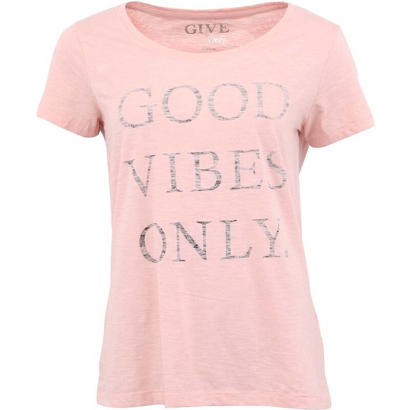 Růžové tričko s potiskem ONLY Good Vibes