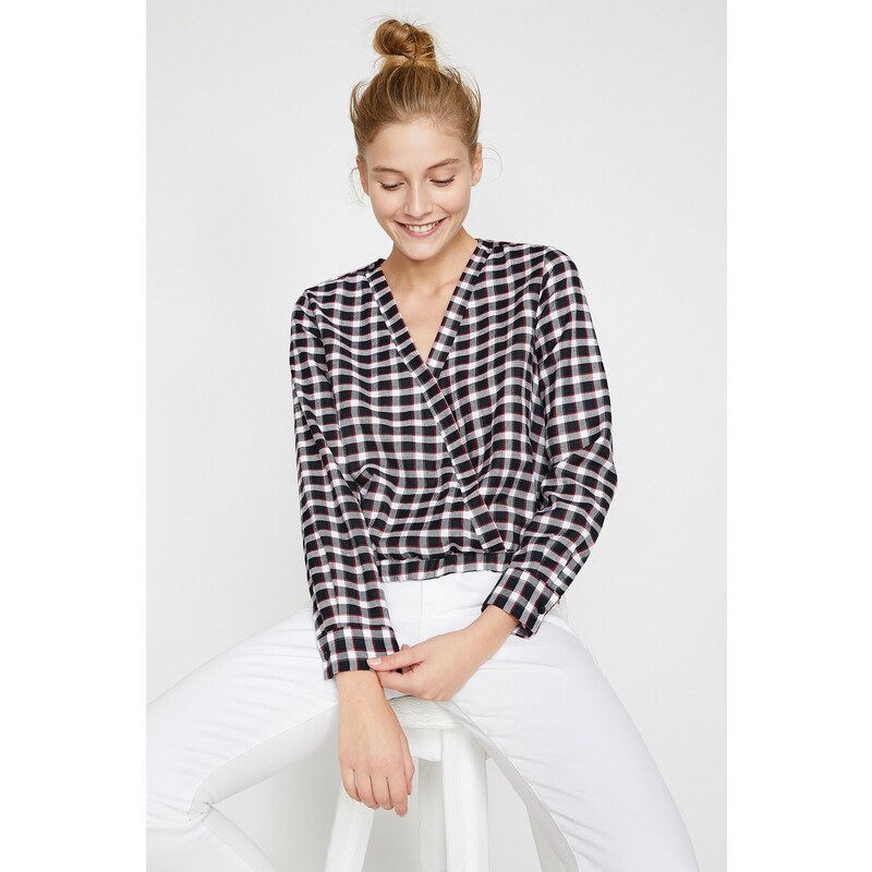 Koton Women's Black Checkered Shirt