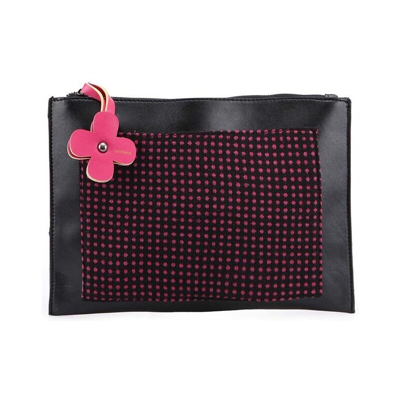 Černá kabelka přes rameno s růžovými puntíky Tantrend