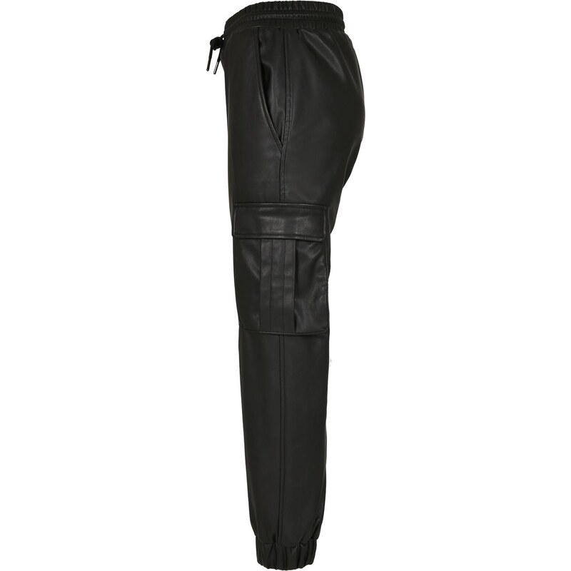UC Ladies Dámské kalhoty Cargo z umělé kůže černé