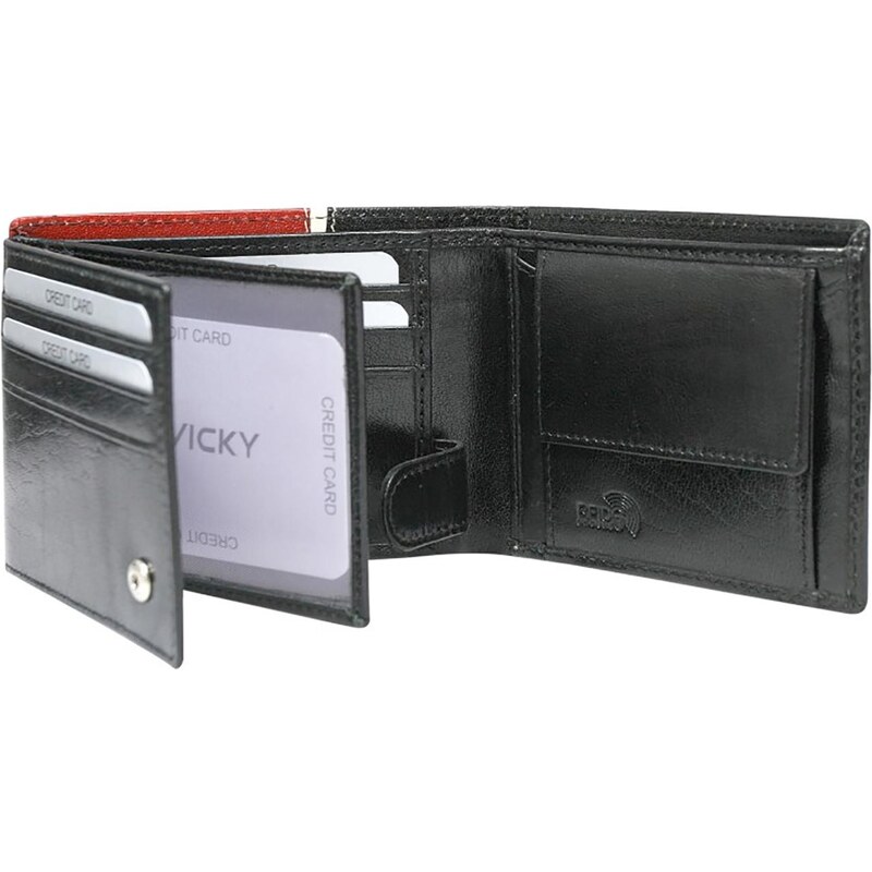Pánská kožená peněženka ROVICKY 323-RBA-D RFID černo červená