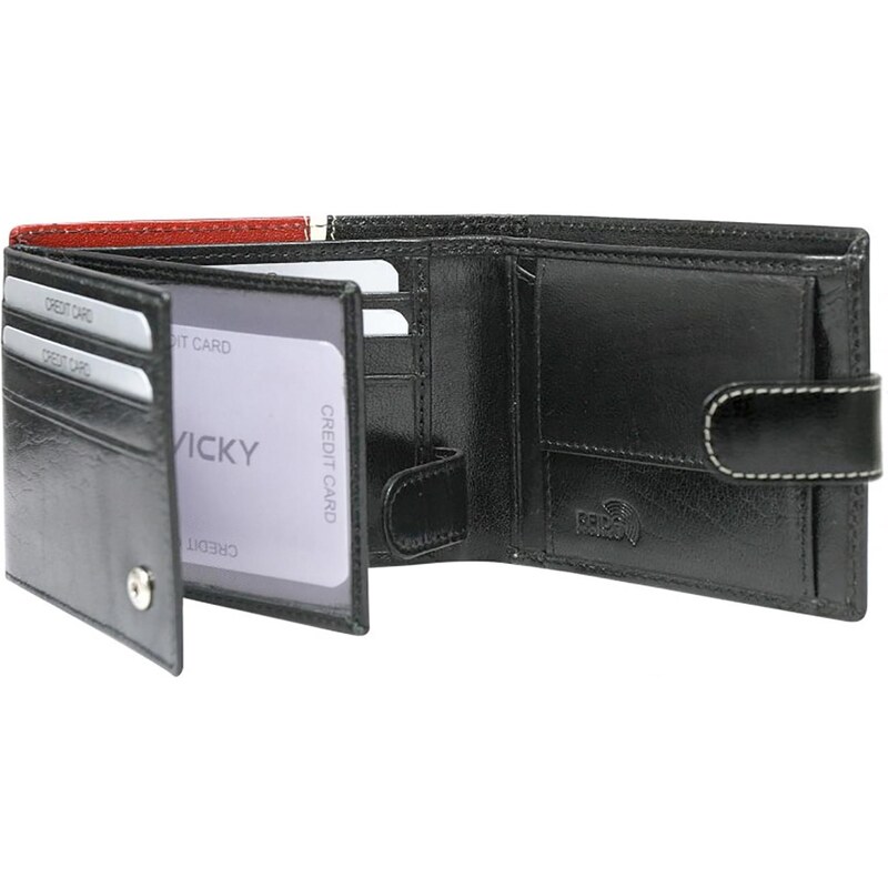 Pánská kožená peněženka ROVICKY 323L-RBA-D RFID modro červená