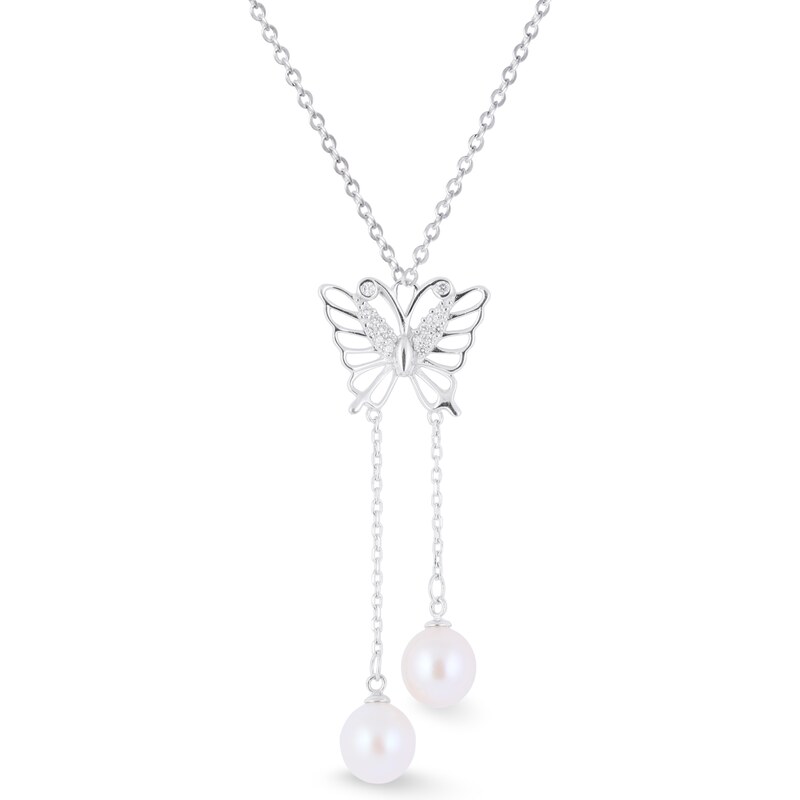 Tiniana Stříbrný přívěšek s pravou říční perlou motýlek