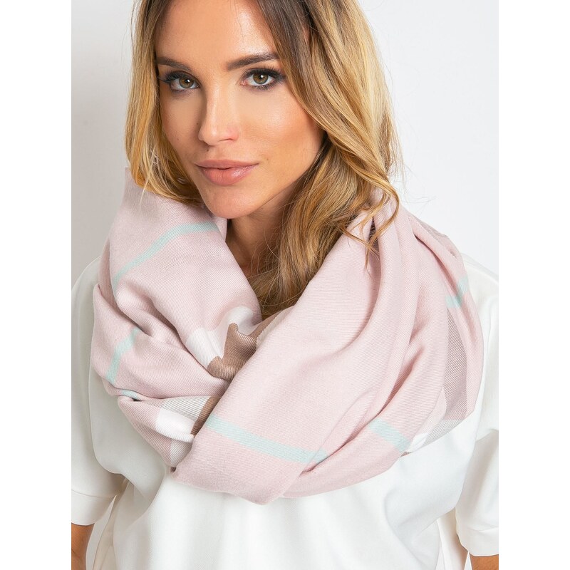 Fashionhunters Světle růžový šátek s třásněmi